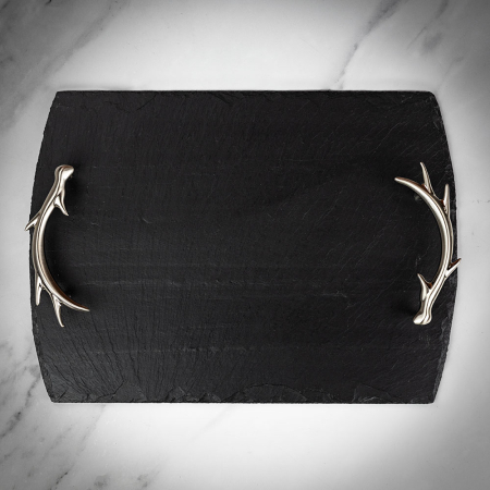 Just Slate Serving Tray with Antler Handles - Medium