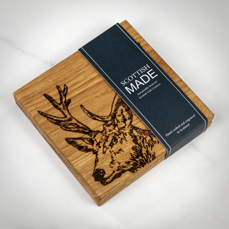 Just Slate Stag Oak Coasters (Set of 2)