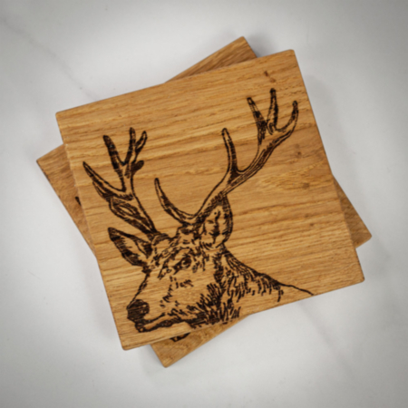 Just Slate Stag Oak Coasters (Set of 2)