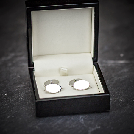 Farrar &amp; Tanner Solid Sterling Silver Oval Chain Cufflinks
