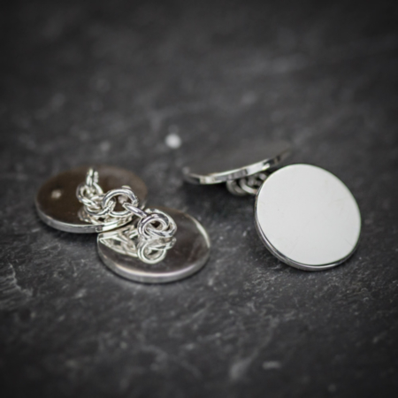 Farrar &amp; Tanner Solid Sterling Silver Round Chain Cufflinks