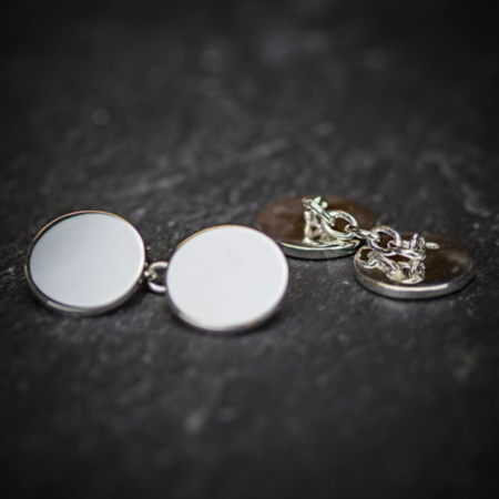 Farrar &amp; Tanner Solid Sterling Silver Large Round Chain Cufflinks