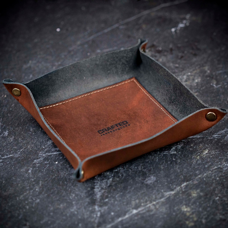 Crafted Brown Leather Valet Tray