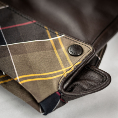 Barbour  Tartan Cuff Leather Gloves - Choc/Classic