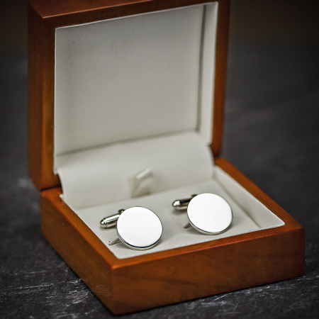 Farrar &amp; Tanner Solid Sterling Silver Large Round Hinged Cufflinks