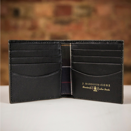 Barbour Grain Leather Billfold Wallet - Black