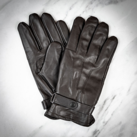 Barbour Burnished Leather Gloves - Dark Brown