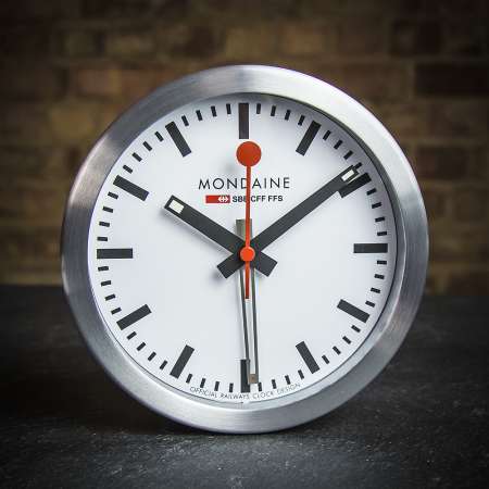Mondaine Mini Clock with Alarm - White Dial