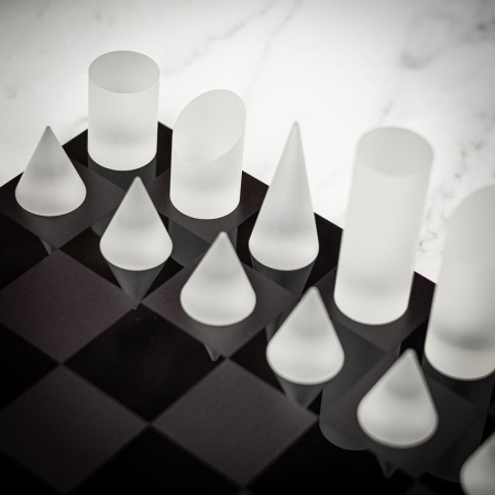 Italfama Plexiglass Chess Set - Grey/ Satin White - Small