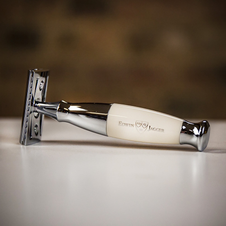 Edwin Jagger Double Edge Razor - Ivory White/Chrome Plated