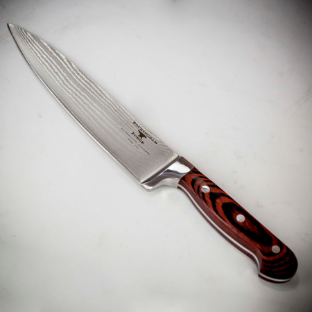 Rockingham Forge 8&quot; Damascus Chef&#039;s Knife - Wood