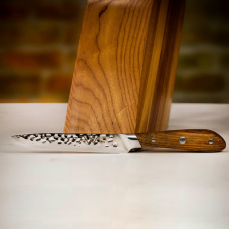 Rockingham Forge Ashwood Knife Block with Five Hammered Knives