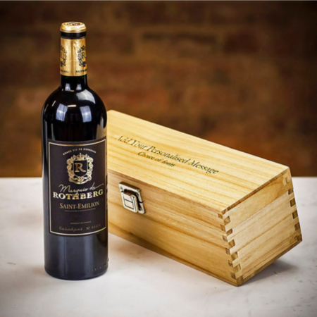 Saint-Emilion Marquis de Rothberg Red Wine in Personalised Wood Gift Box