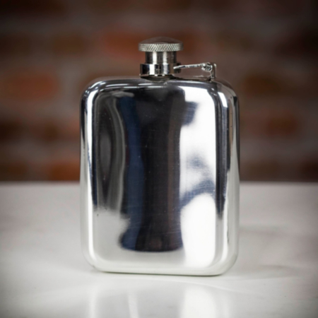 English Pewter Co Victorian Pewter Cap Top Hip Flask - 6oz