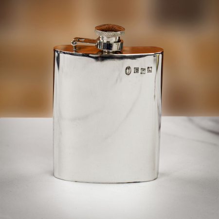 English Pewter Co Plain Captive Top Hip Flask - 6oz  