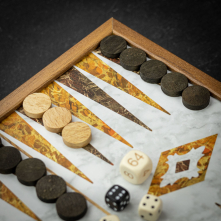 Manopoulos Marble Effect Backgammon and Chess Set in Case - Travel