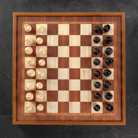 Manopoulos Backgammon and Chess Set in Wood Case - Medium