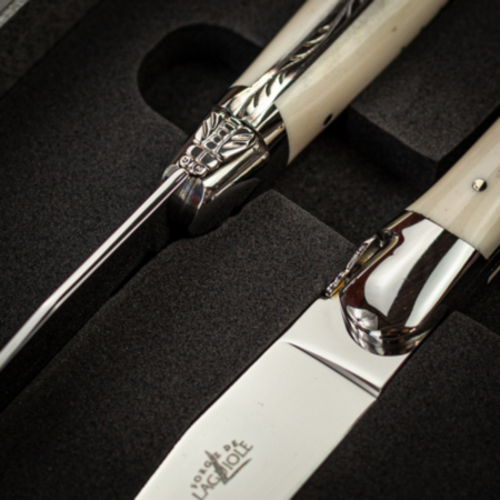 Forge de Laguiole Set of 6 Steak Knives -  Shiny Bone Finish