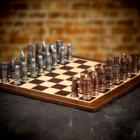 Berkeley Chess Pewter and Copper Victorian Chess Pieces - X Large
