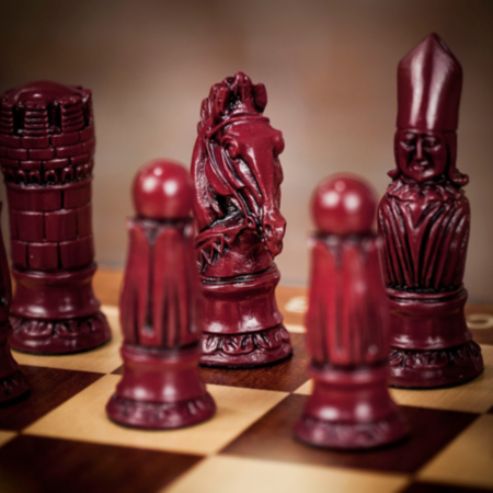 Berkeley Chess Cream and Red Victorian Chess Pieces - X Large